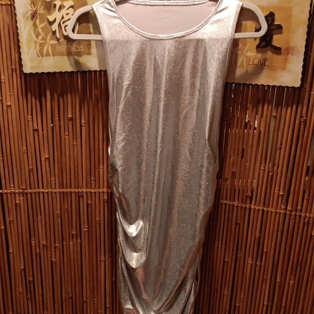 Stretchy Glamorous Silver Metallic Dress